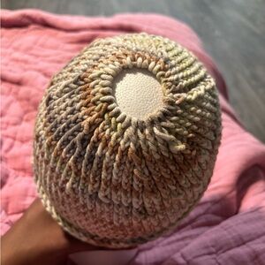 Multicolor Knit Ponytail Beanie